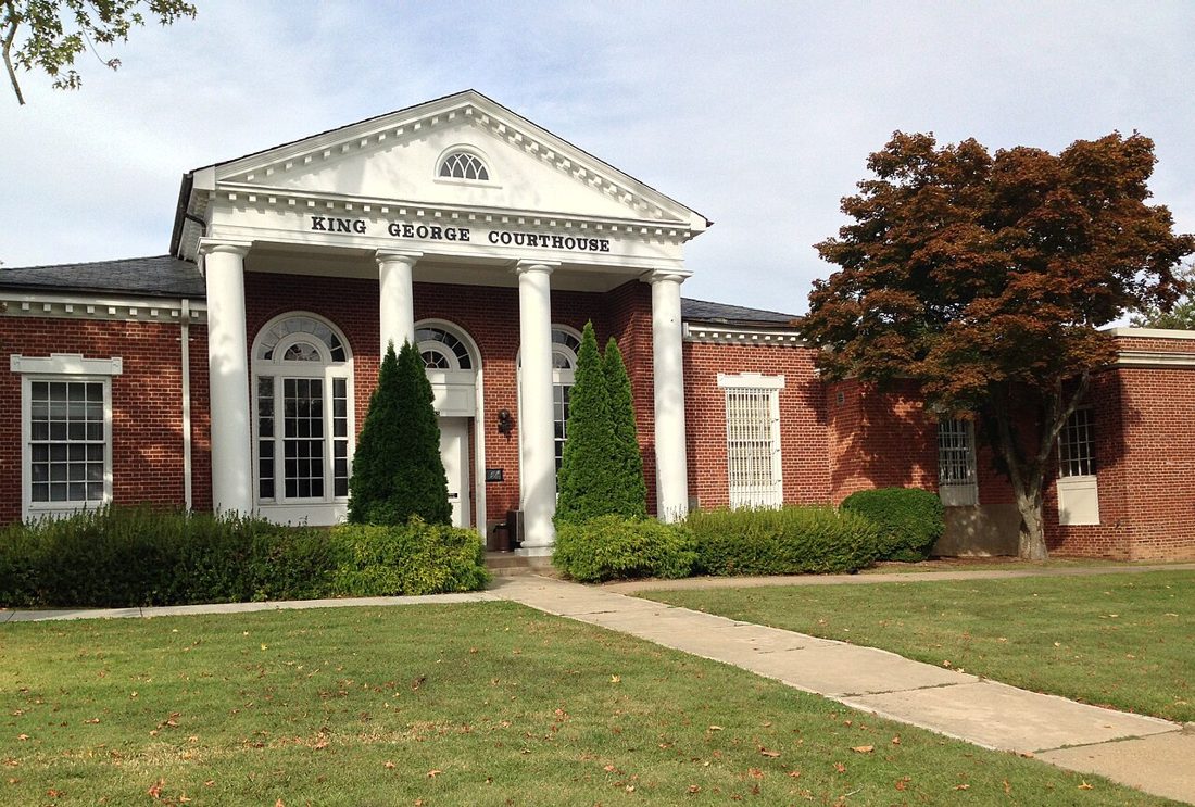The King George County courthouse in King George, Virginia